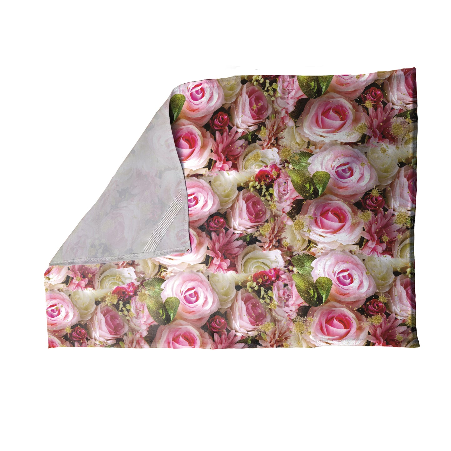 Pink Golden Spark Roses Tea Towel