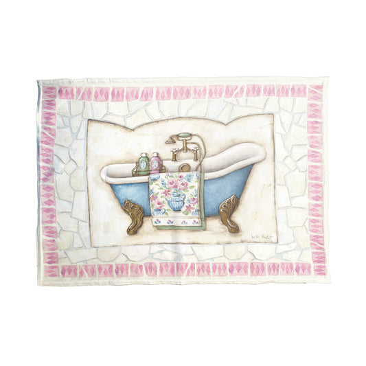 Pink Marble Bathtub Tea Towel