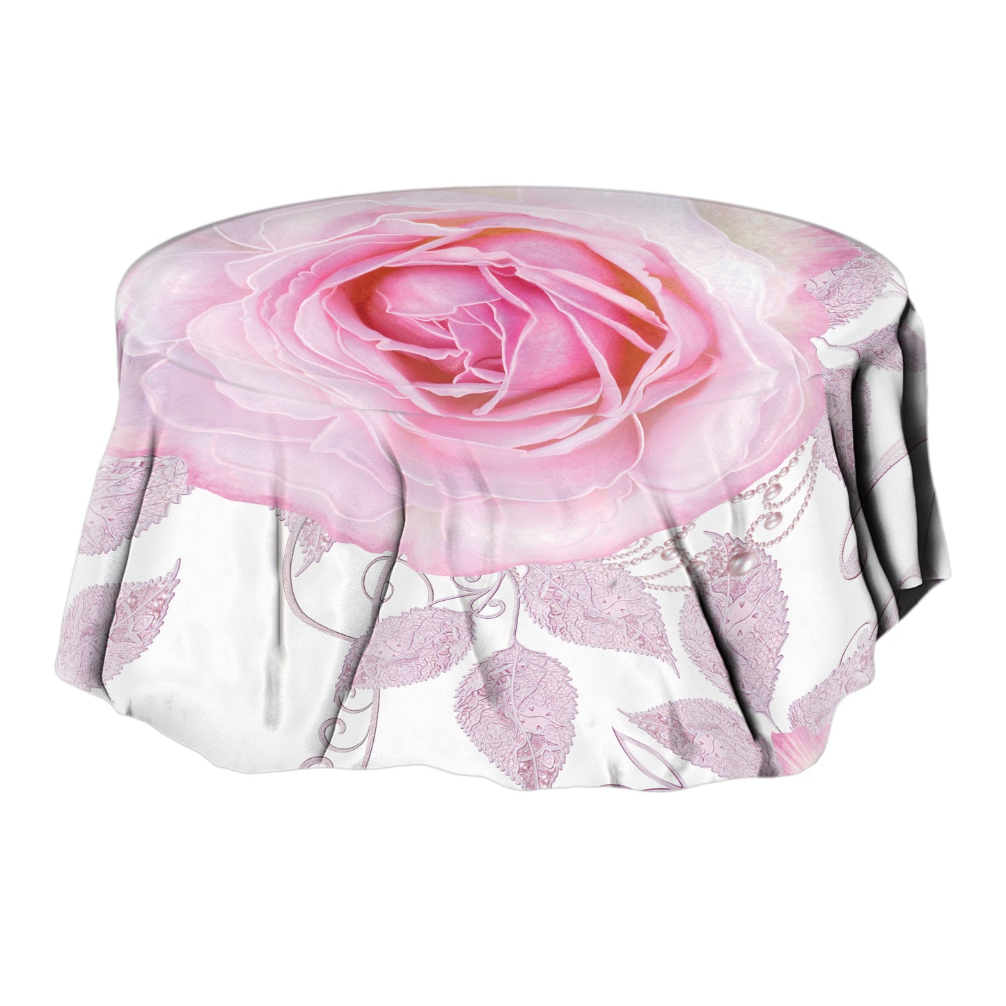Pink Rose Round Tablecloth