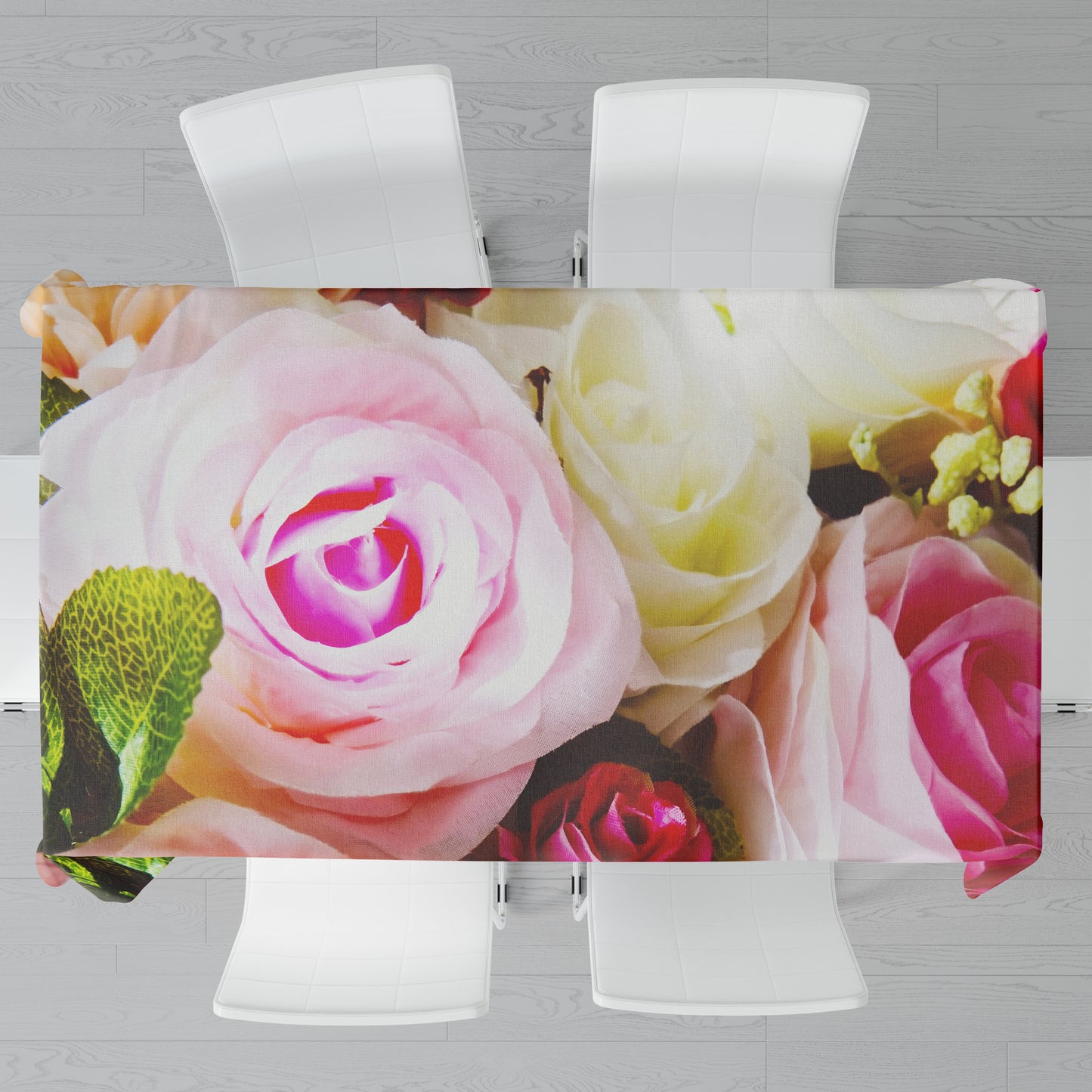 Large Roses Rectangle Tablecloth