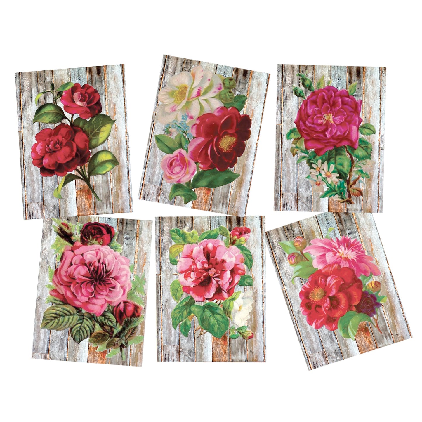 Red Floral Decoupage A4 or A5