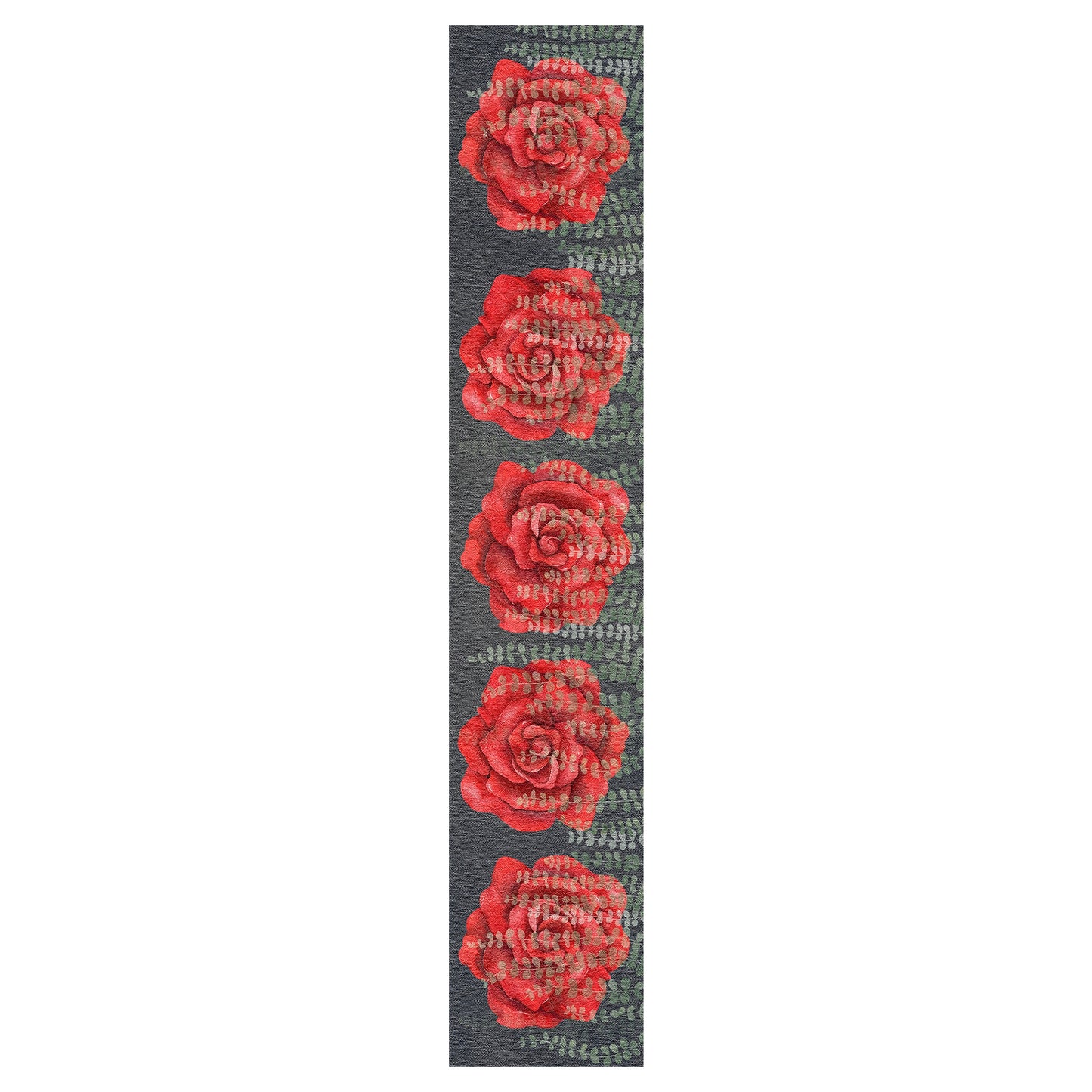 Red Flowers with River Leaves Table Runner By Mark van Vuuren