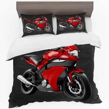 Red Super Bike Duvet Cover Set - By Mark van Vuuren