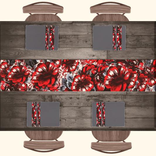 Red and Black Runner and Placemats Combo