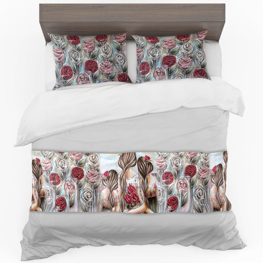 Rose Family Bed Runner and Optional Pillowcases