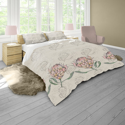 Simple Proteas on Sand by Fifo Duvet Cover Set