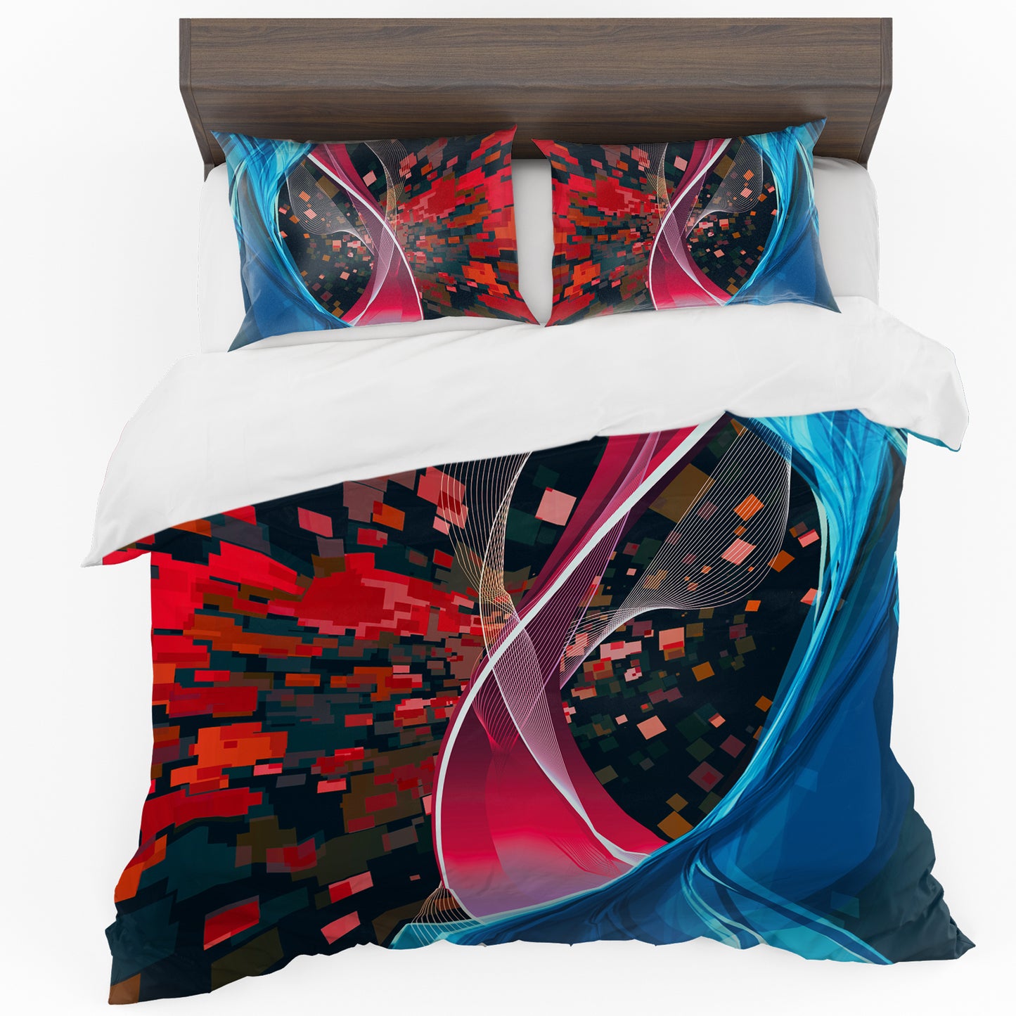 Blue and Red Abstract Duvet Cover Set