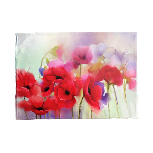 Soft Painted Poppies Tea Towel