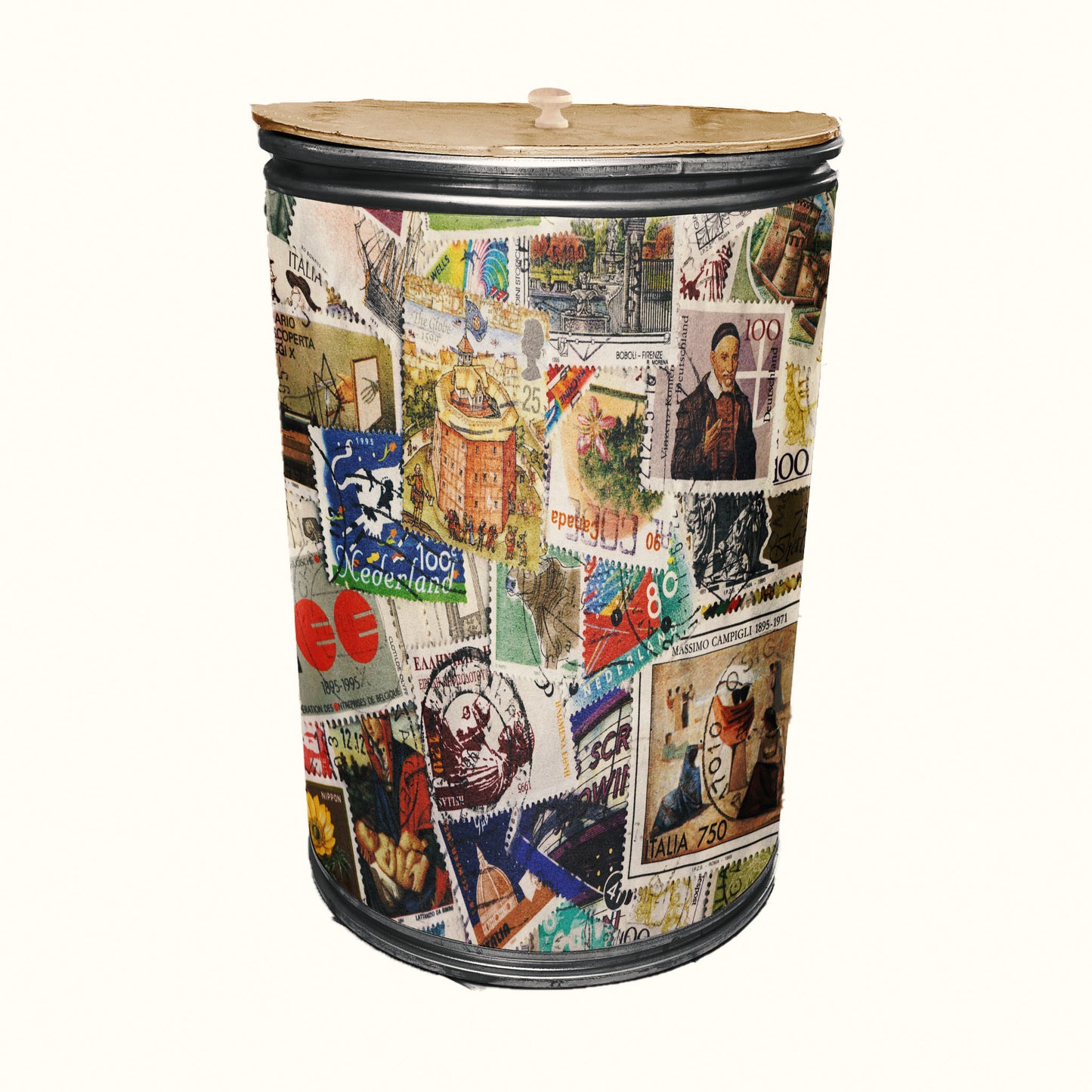 Stamps Decoupage Drum Cover