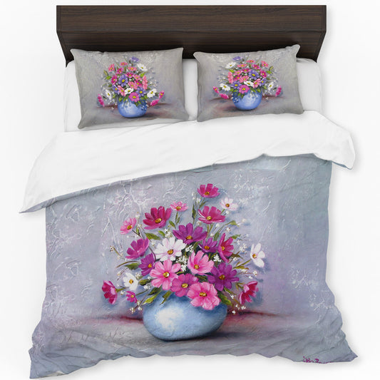 Gerberas In Round Vase By Stella Bruwer Duvet Cover Set