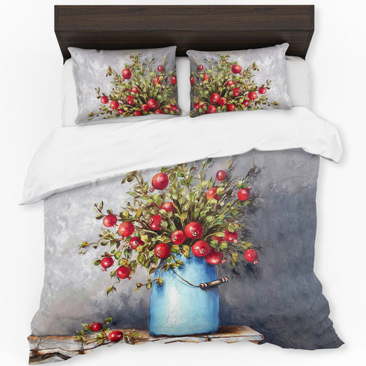 Pomegranates Blue Milk Can By Stella Bruwer Duvet Cover Set