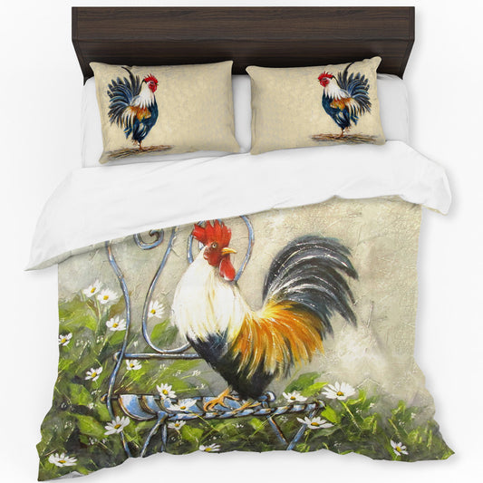 Rooster Garden Chair By Stella Bruwer Duvet Cover Set