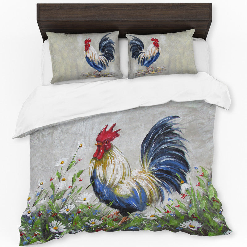 Garden with Rooster By Stella Bruwer Duvet Cover Set