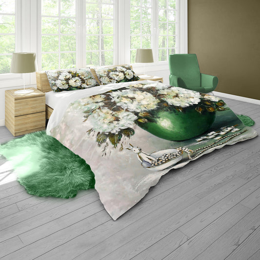Shades of Green Hydrangea By Stella Bruwer Duvet Cover Set