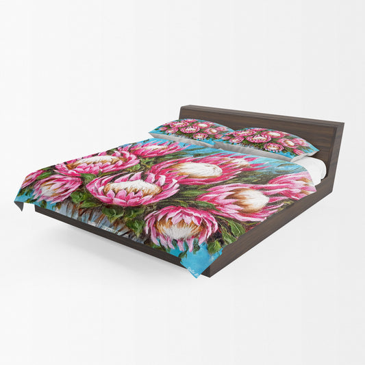 Bright Pink Proteas By Stella Bruwer Duvet Cover Set