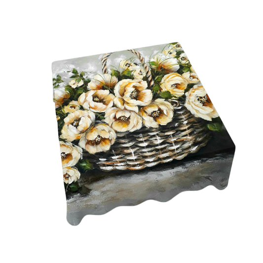 Cream painted Peonies By Stella Bruwer Square Tablecloth