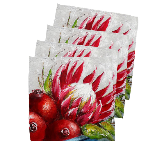 Protea and Pomegranates Napkins By Stella Bruwer