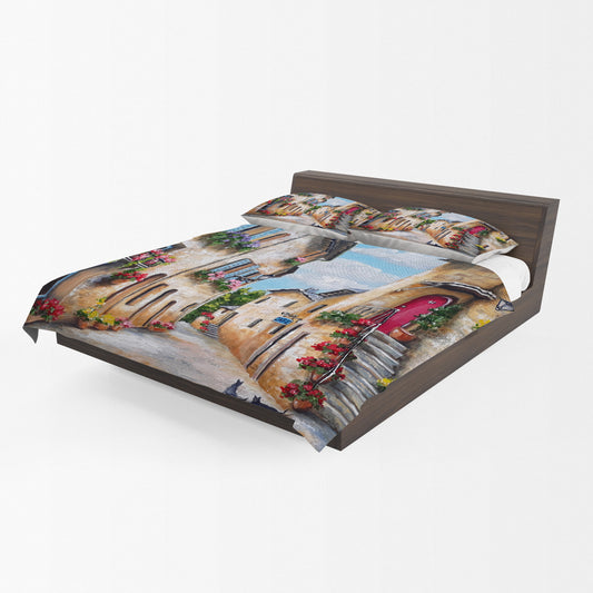 Rustic Colourful Street By Stella Bruwer Duvet Cover Set