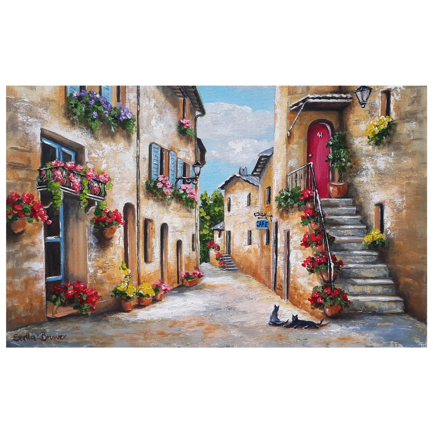 Rustic Colourful Street By Stella Bruwer Rectangle Tablecloth