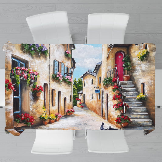 Rustic Colourful Street By Stella Bruwer Rectangle Tablecloth