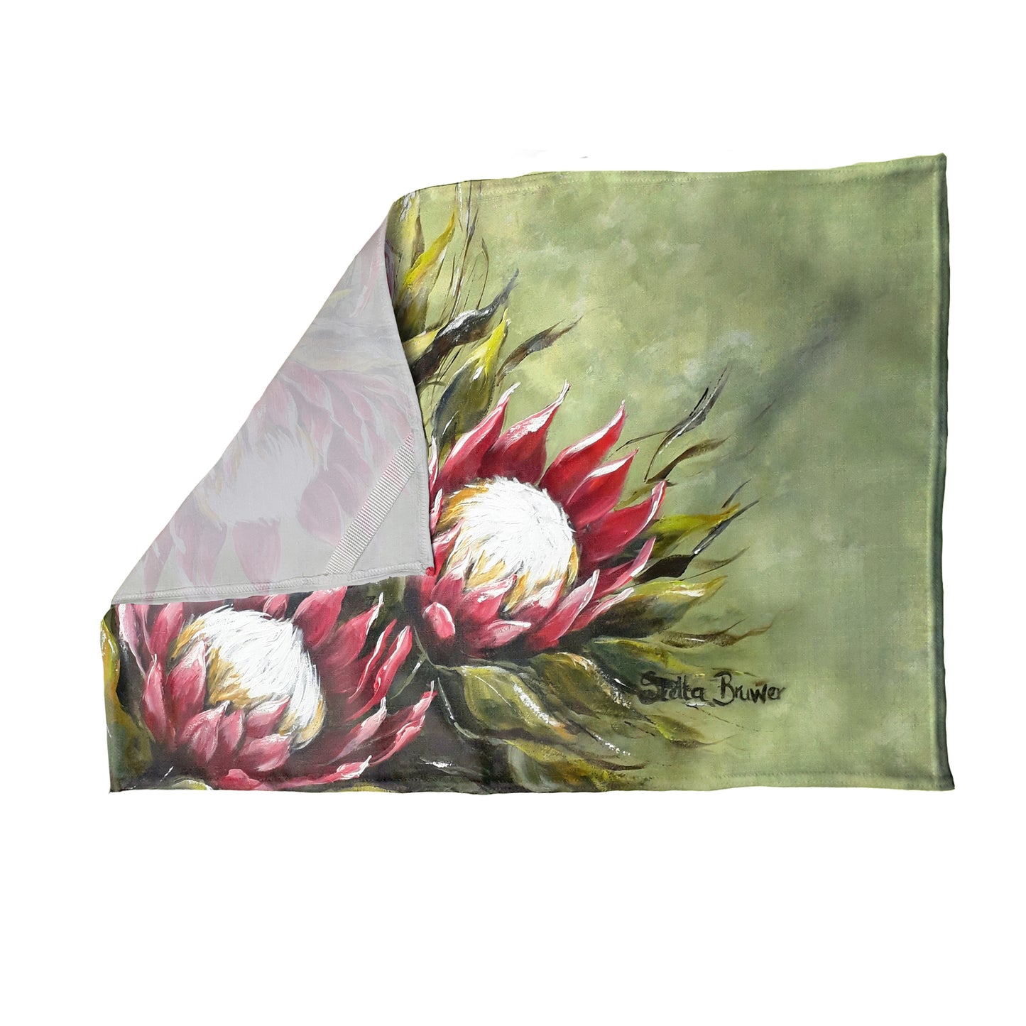 Wild Proteas By Stella Bruwer Tea Towel