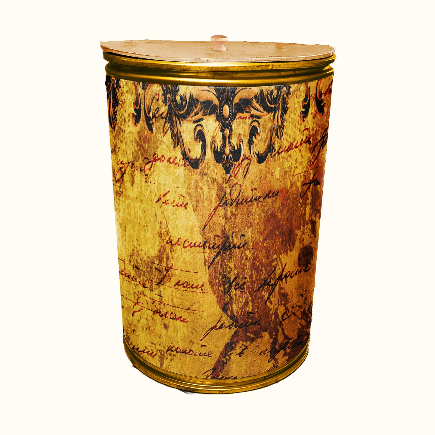 Vintage Letter Decoupage Drum Cover