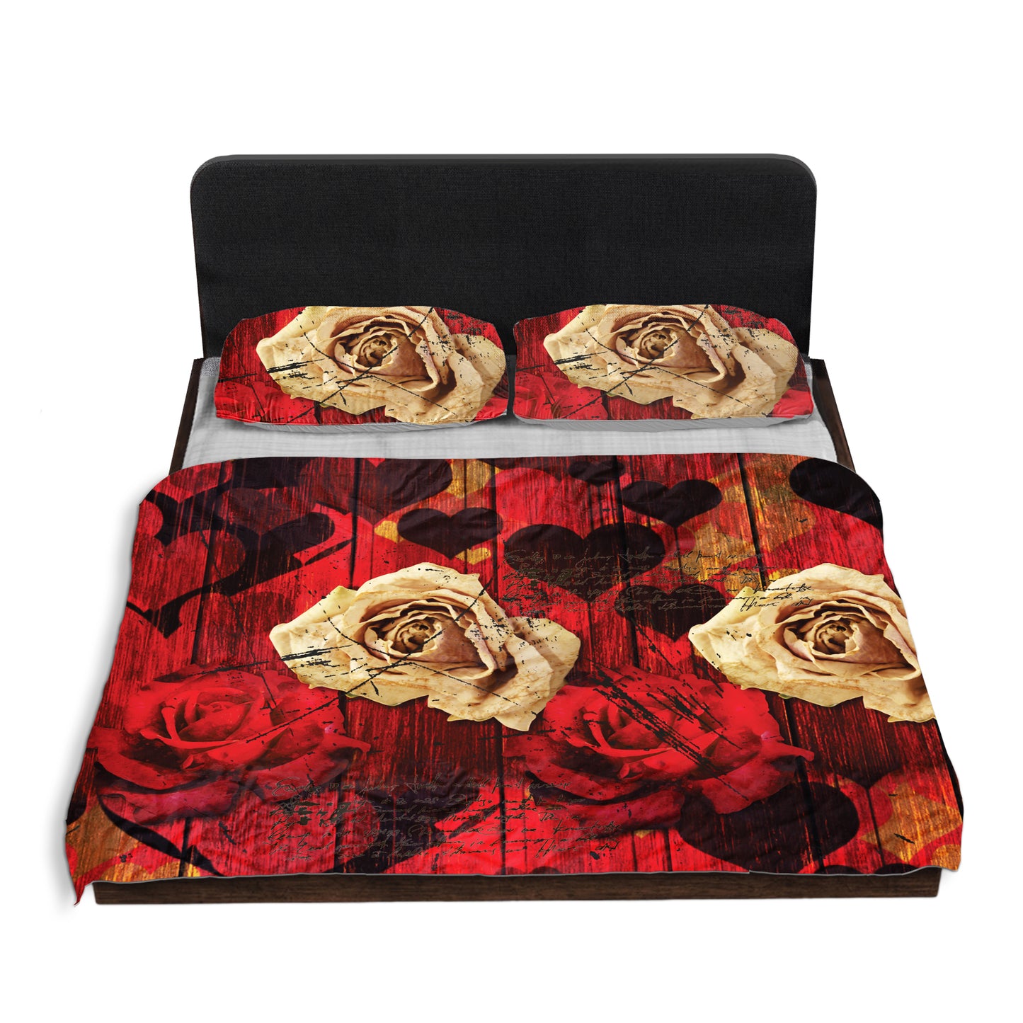 Vintage Roses and Hearts Duvet Cover Set