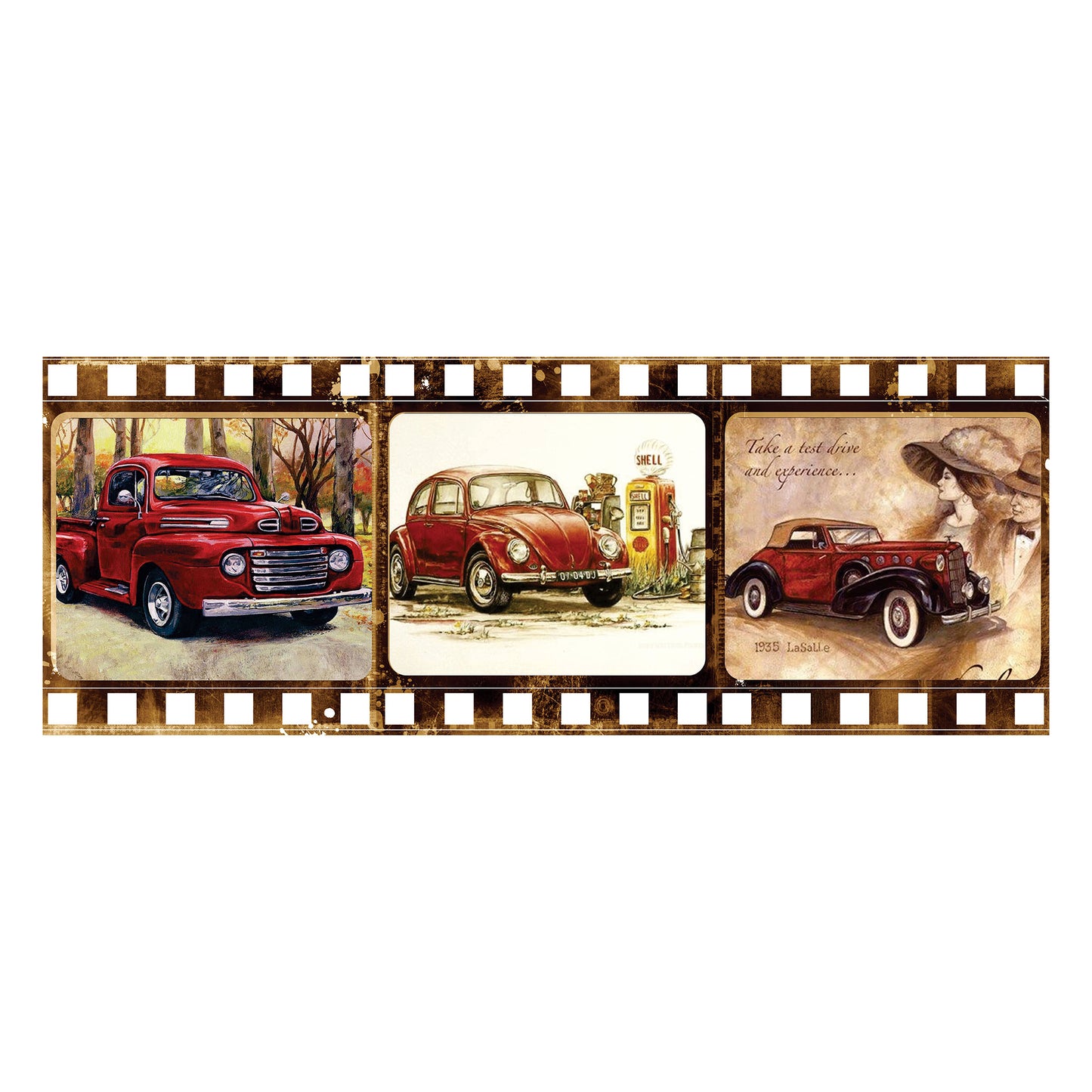 Vintage Car Reel Decoupage Drum Cover