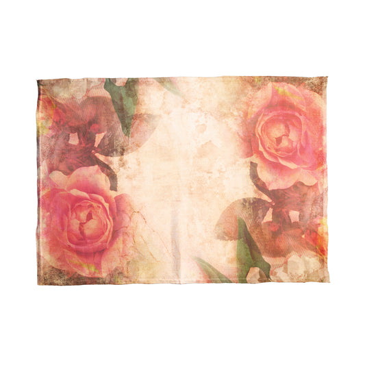 Vintage Pink Rose Stone Tea Towel