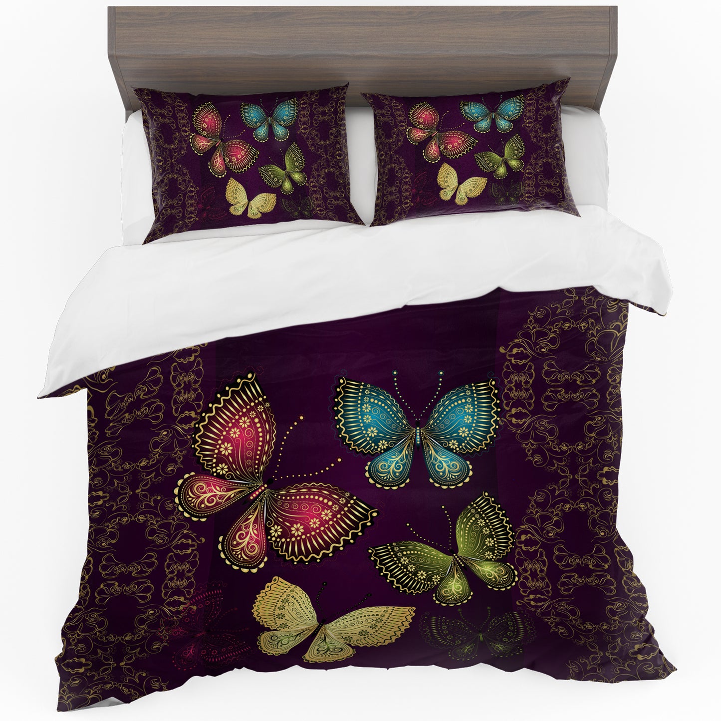 Butterflies on Violet Duvet Cover Set