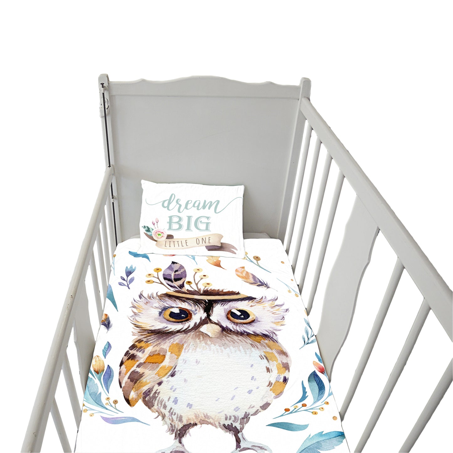 White Baby Owl Cot Set Combo