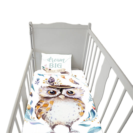 White Baby Owl Cot Set Combo