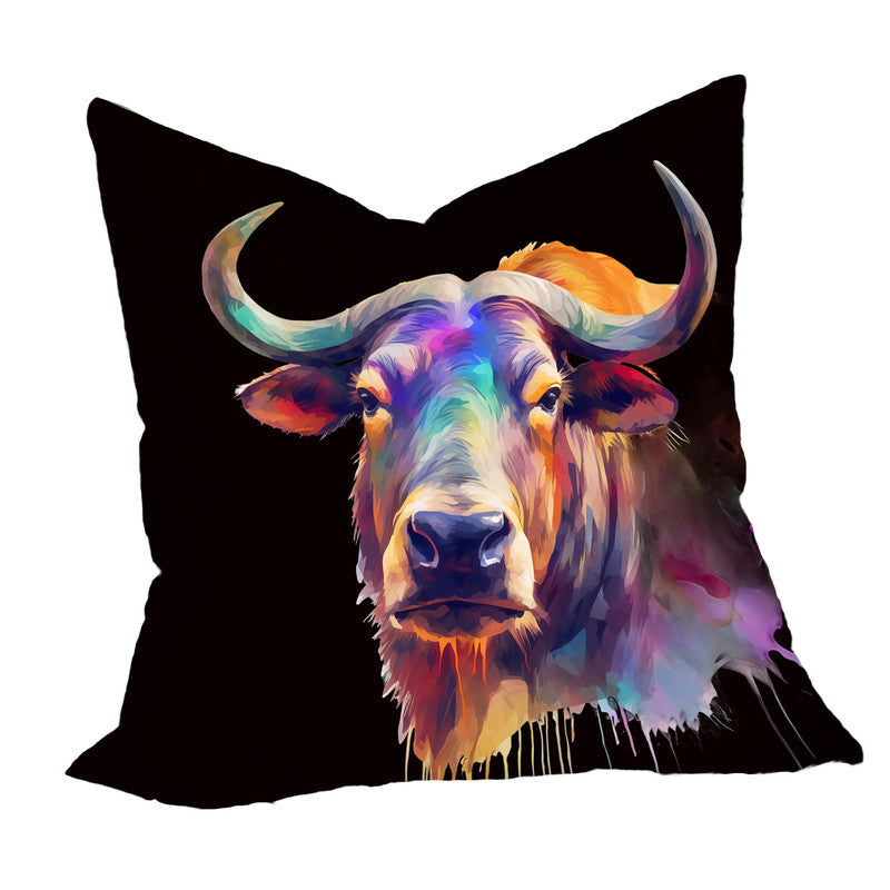 Bright Wandering Buffelo On Black Luxury Scatter – Print with Passion Decor