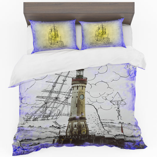 Watercolour Lighthouse Duvet Cover Set