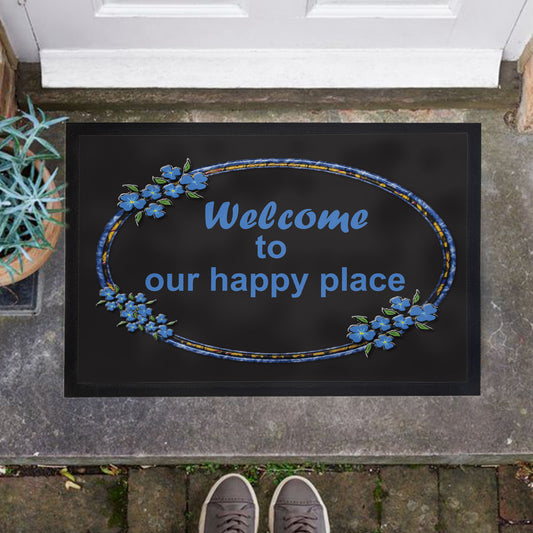 Welcome to Our Happy Place Door Mat