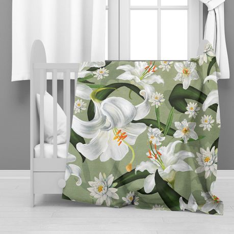 White Lilies Minky Blanket By Mark van Vuuren