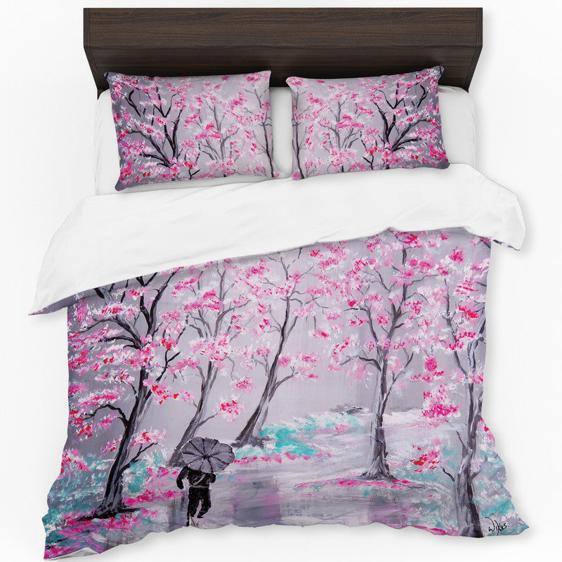 Pink Cherry Blossoms By Wikus Hattingh Duvet Cover Set