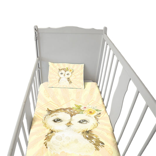 Yellow Baby Owl Cot Set Combo