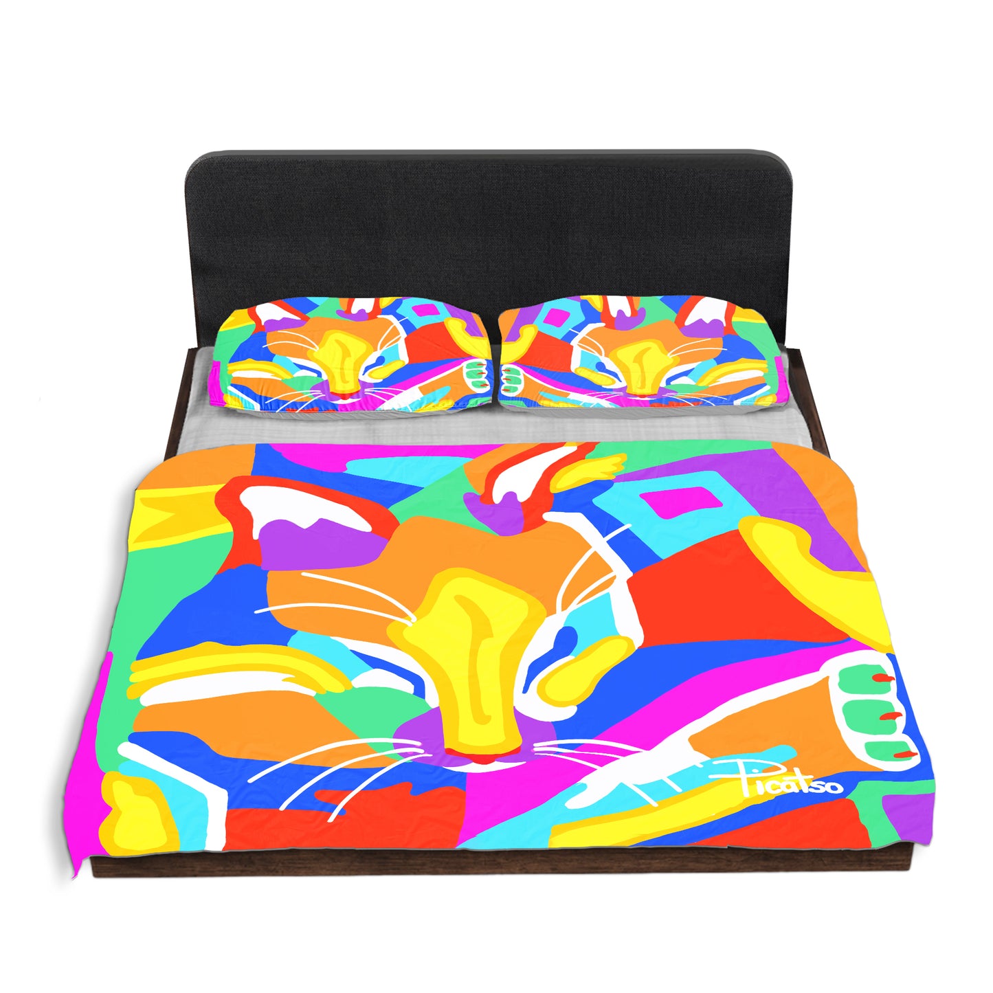 Colourful Dreamer Cat By Picatso Duvet Cover Set