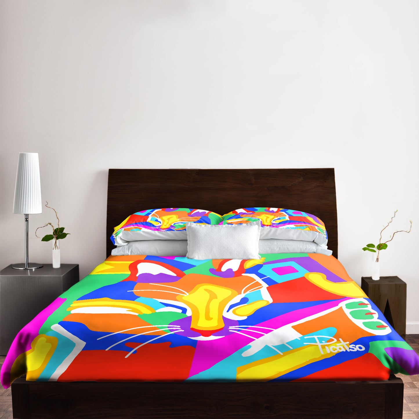 Colourful Dreamer Cat By Picatso Duvet Cover Set