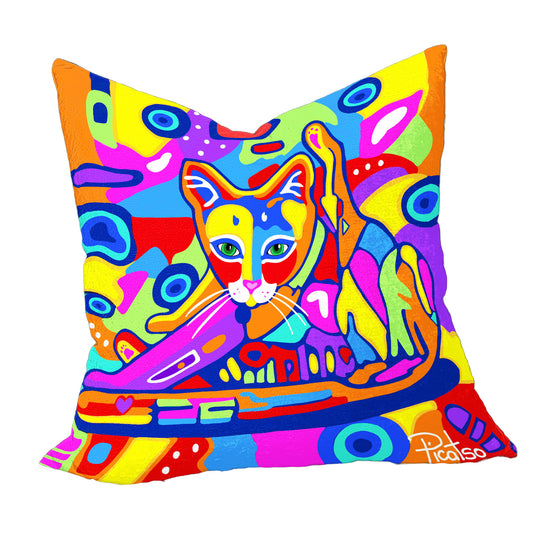 Yoga Cat Luxury Scatter by Picatso