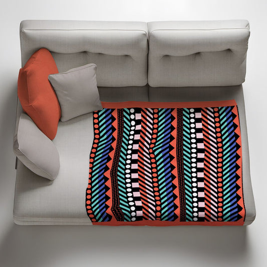 African Pattern Colourful Design Light Weight Fleece Blanket