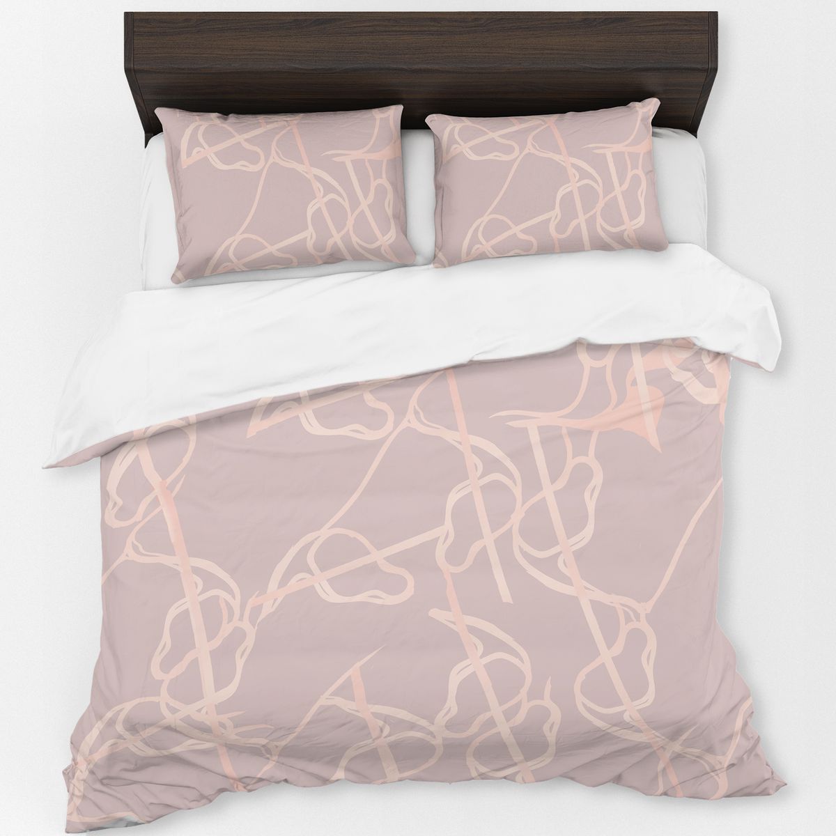 Pink Curvy Lines Pattern Duvet Cover Set