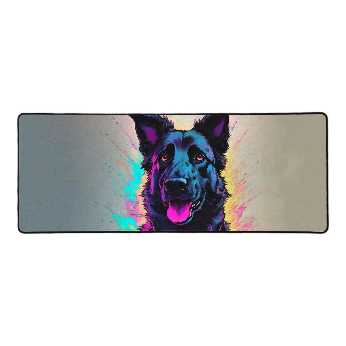 Neon Splash Dog By Nathan Pieterse Large Desk Pad