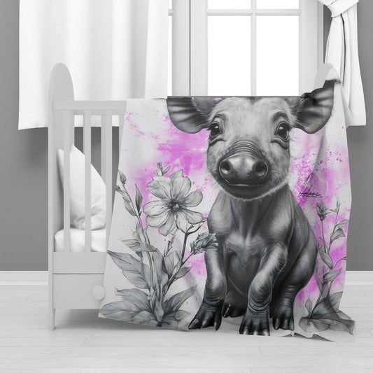Pink Baby Warthog Minky Blanket By Nathan Pieterse