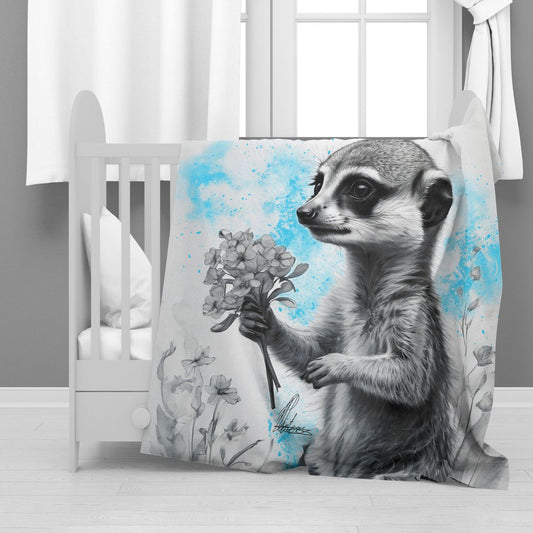 Blue Baby Meercat Minky Blanket By Nathan Pieterse