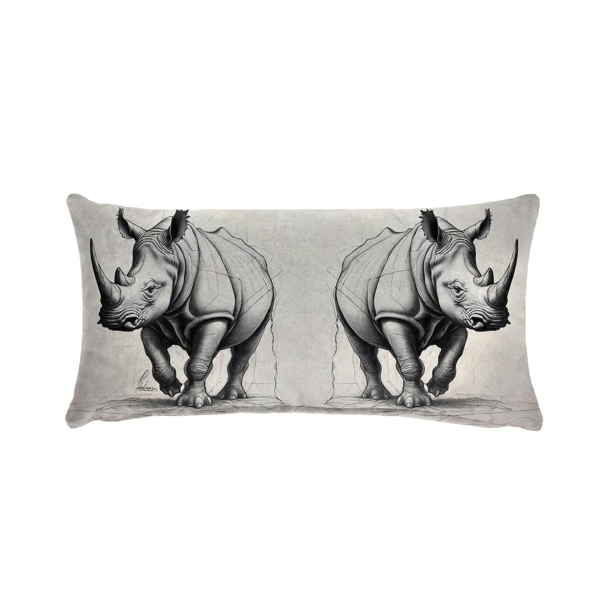 Rhino Unravelling By Nathan Pieterse Oblong Luxury Scatter