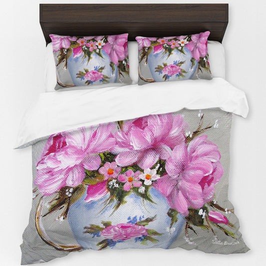 Pink Peonies By Stella Bruwer Duvet Cover Set