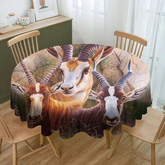 The Plains Springbok By Delene Lambert Round Tablecloth