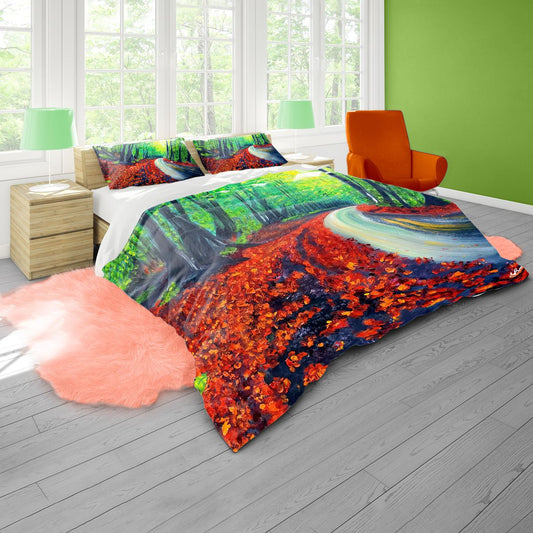 Trees and Road By Yolande Smith Duvet Cover Set